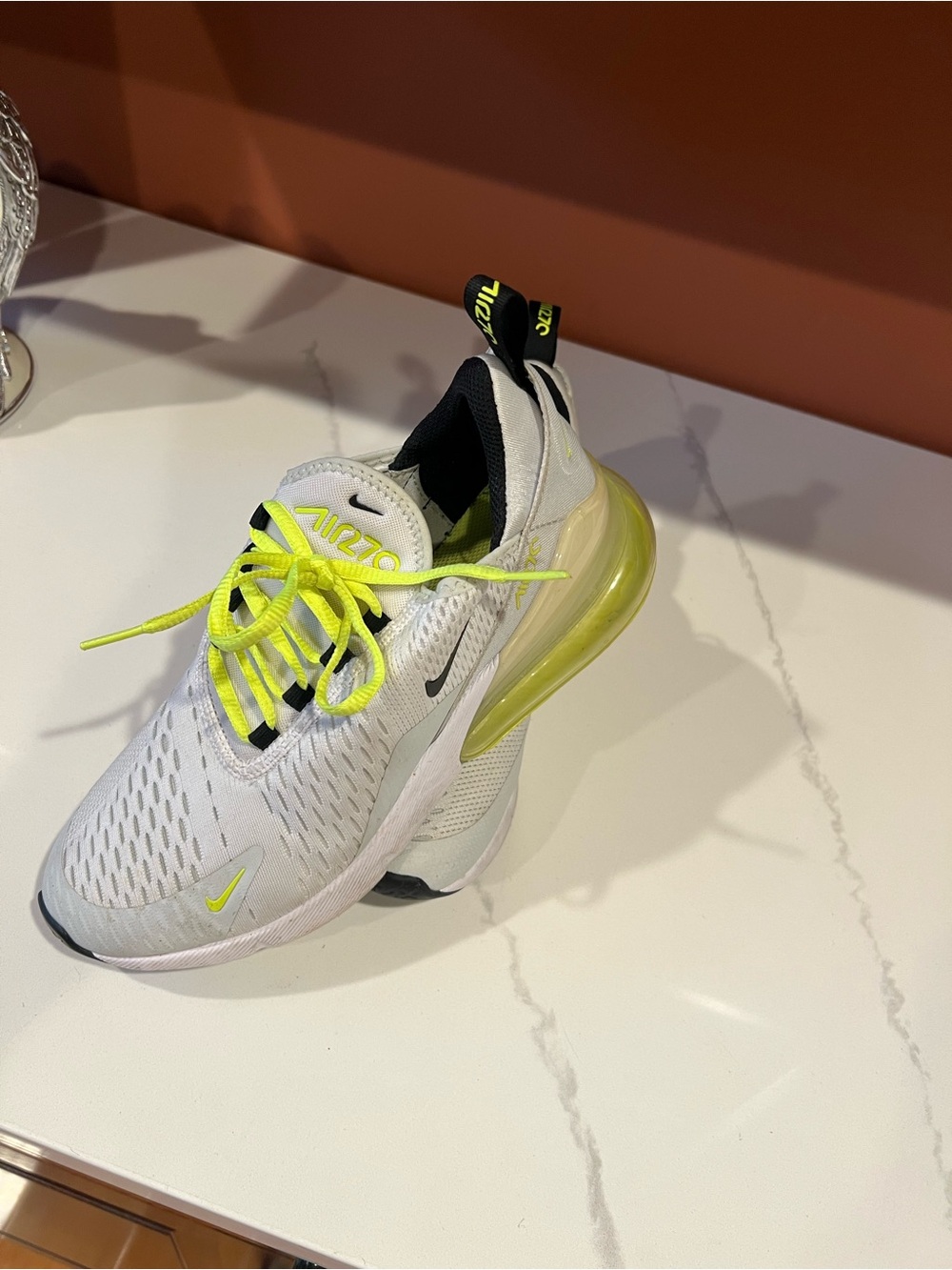 Nike Kids' Air Max 270 White and Volt Sneaker
